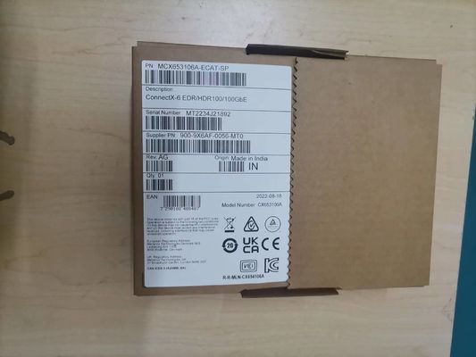 Interfaz de red de 100 g HDR de banda ancha Mellanox 100 gb Nic QSFP56 MCX653106A-ECAT