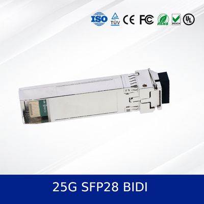 25G SFP28 BIDI 10KM Modulo de transceptor óptico CDR doble Temporario industrial, soporte DDM