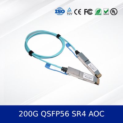Módulo de transceptor óptico 200G QSFP56 SR4 AOC 3m Cable para 200G Ethernet OM4 MMF, bajo consumo, compatible con CMIS