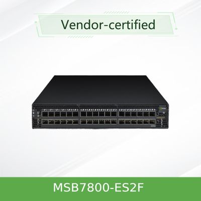 El sistema 36 QSFP28 de InfiniBand EDR 100Gb/S del interruptor de red de MSB7800-ES2F Mellanox vira 1U hacia el lado de babor
