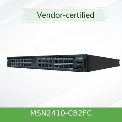 El cúmulo Linux del interruptor de red de MSN2410-CB2FC Mellanox sN2410Mellanox 48 SFP28 vira 8 puertos hacia el lado de babor QSFP28
