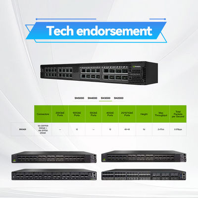 Soporte de estante del interruptor de red de MSN3700-VS2F 200GbE Mellanox SN3000 1U