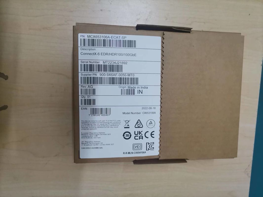 100g HDR Infiniband Mellanox 100gb Interfaz de red Nic QSFP56 MCX653106A-ECAT MCX653106A-ECAT
