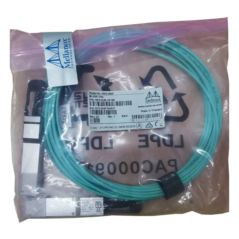 Cable 200GbE de MFS1S50-H010V AOC a 2x100GbE QSFP56 al cable de 2xQSFP56 MMF Mellanox AOC