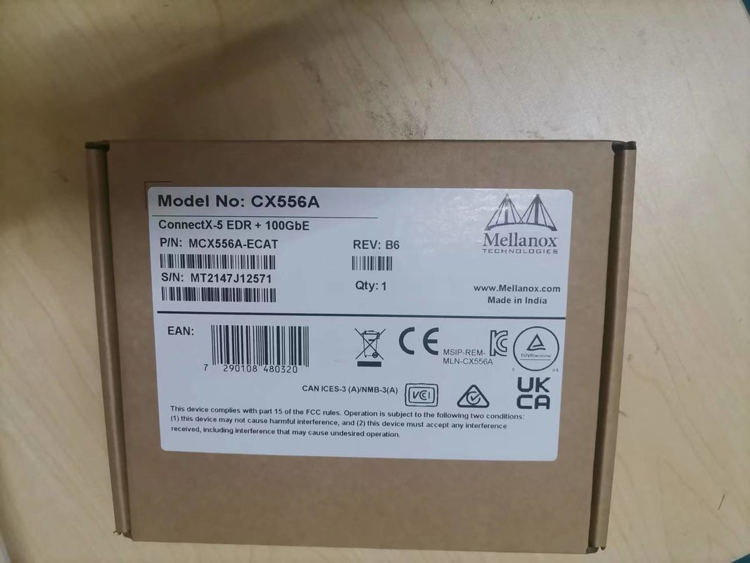La ex VPI tarjeta de red de Mellanox del adaptador de ConnectX-5 EDR InfiniBand y 100GbE se dobla QSFP28 portuario MCX556A-EDAT