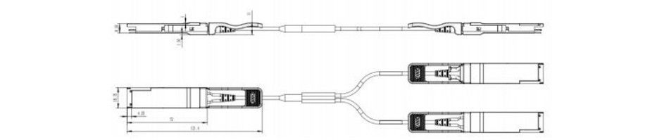 Transceptor óptico conectable en caliente y cable óptico activo de 200G QSFP56 a 2x 100G QSFP56 con modulación PAM4 de ruptura