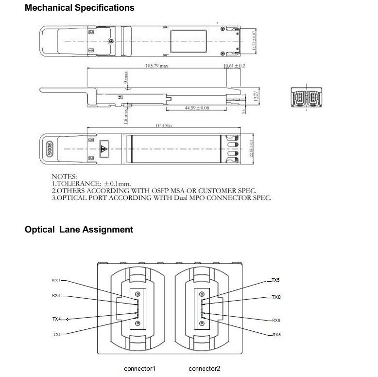 Interconexión de computación Transceptor óptico OSFP de 800 Gbps con conector MTP8APC doble conectable en caliente y alta velocidad de datos