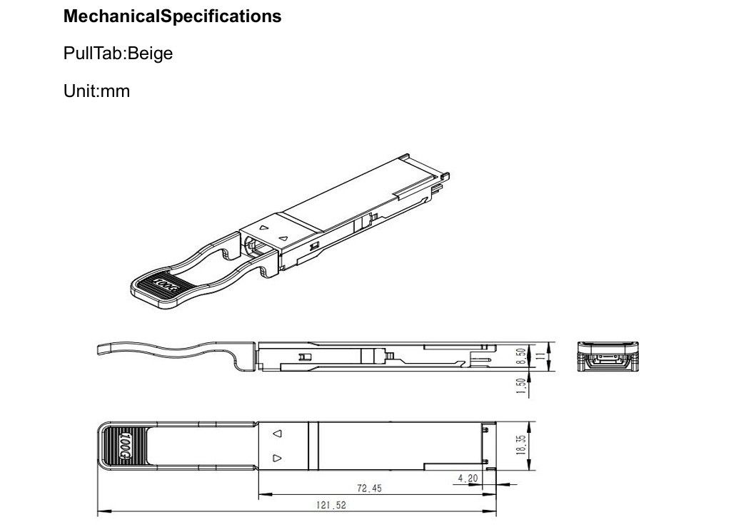 Red Ethernet 100m SR4 100G QSFP28 módulo de transmisor de fibra óptica con y compatible con IEEE 802.3bm