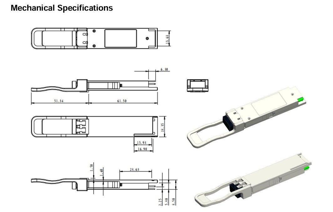 100G QSFP28 ZR4 LC Transceptor óptico dúplex 80km SFP28 LR4 103Gbps Transceptor EML LAN-WDM con diagnóstico digital
