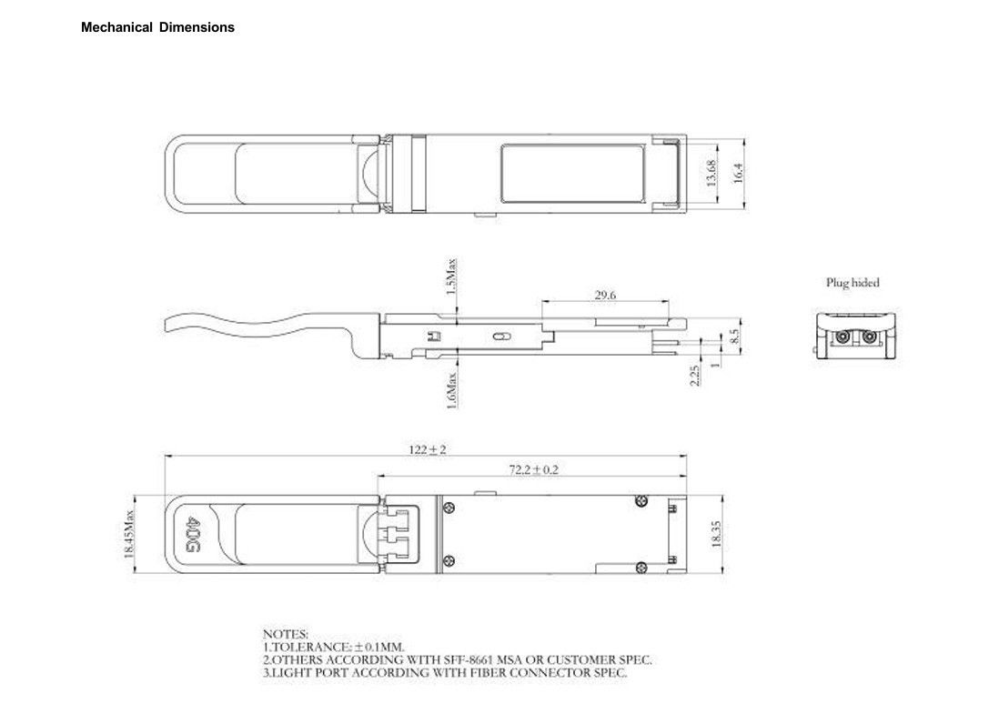 40Gb/s Módulo óptico multimodo QSFP BIDI 850/908nm Transceptor óptico red IP LC dúplex hasta 70m sobre OM3 100m sobre OM4