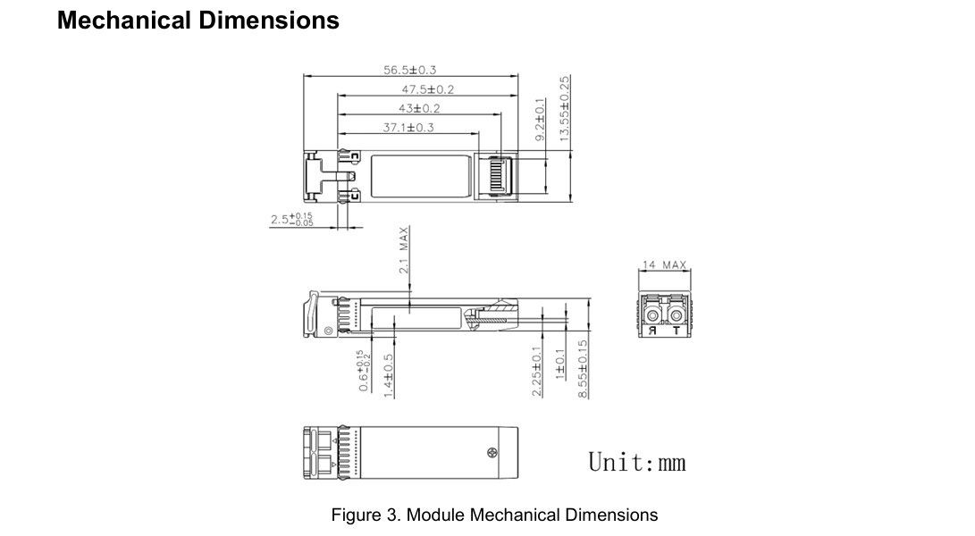 10 km de modo único 25G SFP28 Transceptor óptico Protocolo de cumplimiento SFF-8472 Conector LC de velocidad CE FCC RoHS certificado