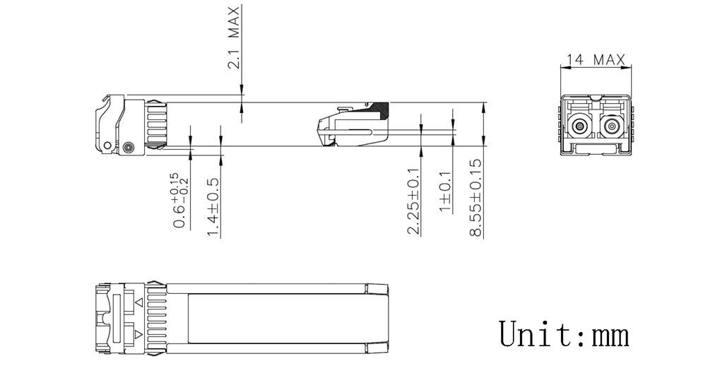 Fibra de modo único de 10 km 10G SFP Transceiver Module para red de comunicación de centros de datos de conformidad SFF-8431