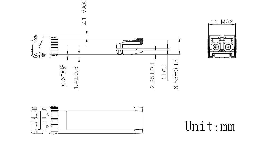 Fibra de tipo multimodo Fibra OM3 red 10G SFP 850nm 300m LC módulo de transceptor óptico para el centro de datos