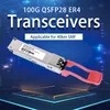 Transceptor Óptico Qsfp28 Lr4 Er4 Zr4 de 100g, 10km 20km 40km 60km 80km, Módulo Monomodo Multimodo, Fibra Dual LC/MPO