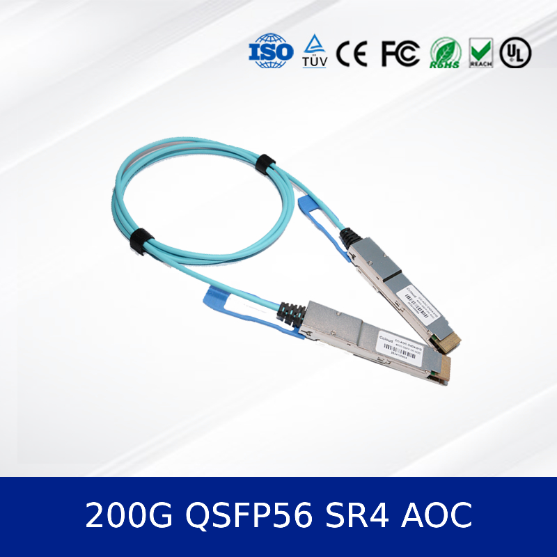 Módulo de transceptor óptico 200G QSFP56 SR4 AOC 3m Cable para 200G Ethernet OM4 MMF, bajo consumo, compatible con CMIS