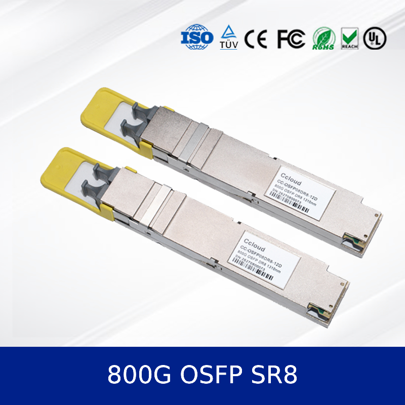 Modulo de transceptor óptico 800G OSFP SR8 de alta velocidad, baja potencia, compatible con MSA