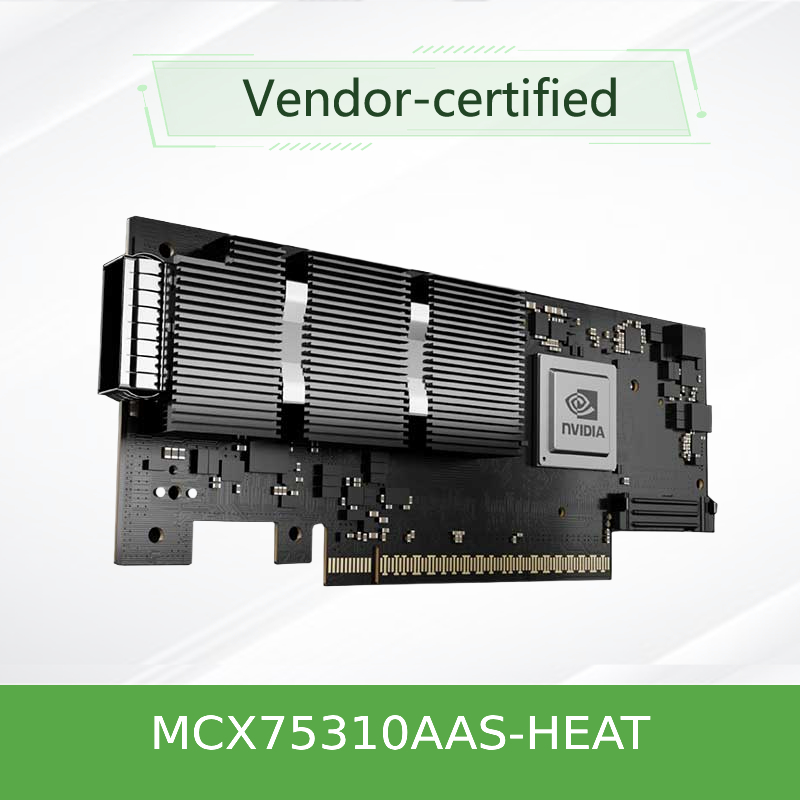 NVIDIA ConnectX-7 Adaptador MCX75310AAS-HEAT ((900-9X766-003N-ST0) Puerto único OSFP InfiniBand: NDR200 200GB/s (Velocidad predeterminada) Ethernet: 200GbE PCIe X16 Gen 4.0/5.0