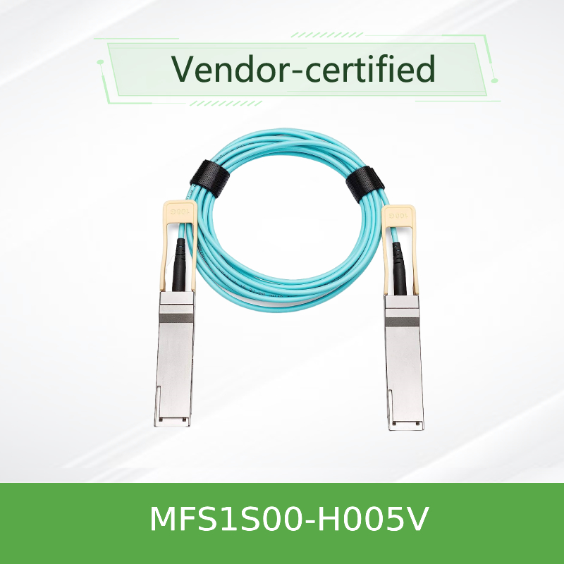 NVIDIA MFS1S00-H005V 200Gb/s Cable óptico activo QSFP56 - 5m AOC para HDR InfiniBand y 200GbE